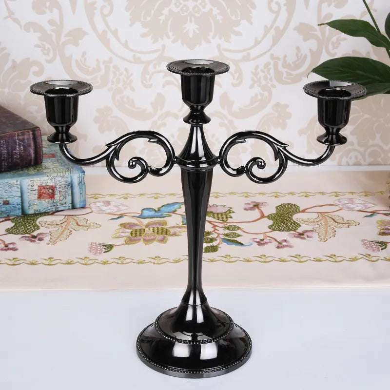 Silver Gold Black Bronze Metal Candlestick Holder Retro