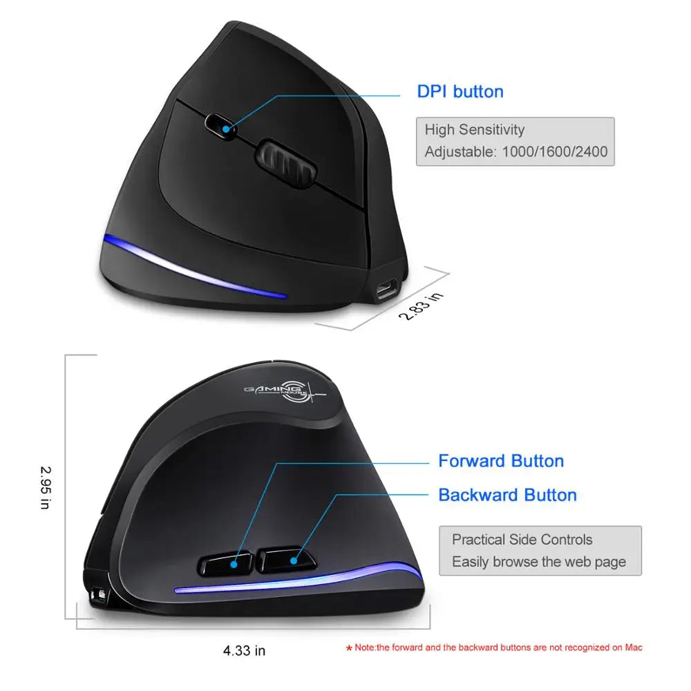 Lefon Wireless Vertical Mouse Ergonomic Mouse USB Rechargeable