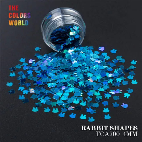 TCT-163 Holographic Color Rabbit Shape 4MM Glitter bunny