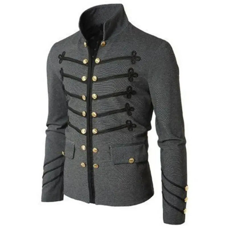 Steampunk Men Gothic Clothing Military Jackets Medieval Vintage