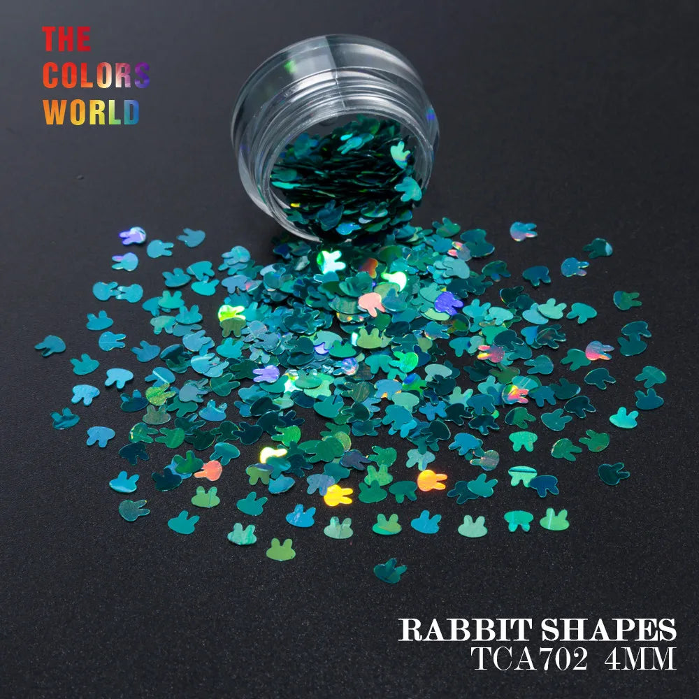 TCT-163 Holographic Color Rabbit Shape 4MM Glitter bunny