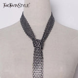 TWOTWINSTYLE Tie Necklace With Scarf For Women Diamonds