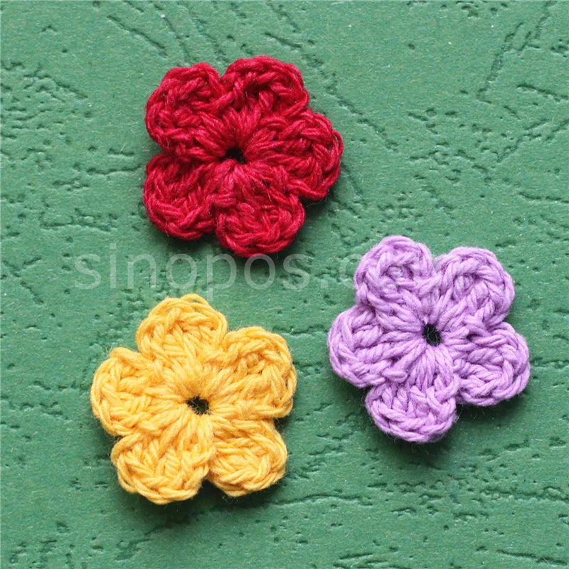 100 Colorfull Handmade Cotton Crochet Flowers, quilt scrapbooking