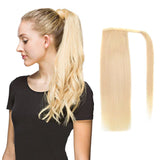 Straight Human Hair Ponytail Wrap Around Horsetail Clips-In