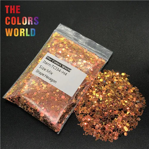 TCT-237 Hexagon Shape Mix Size Nails Glitter Nail