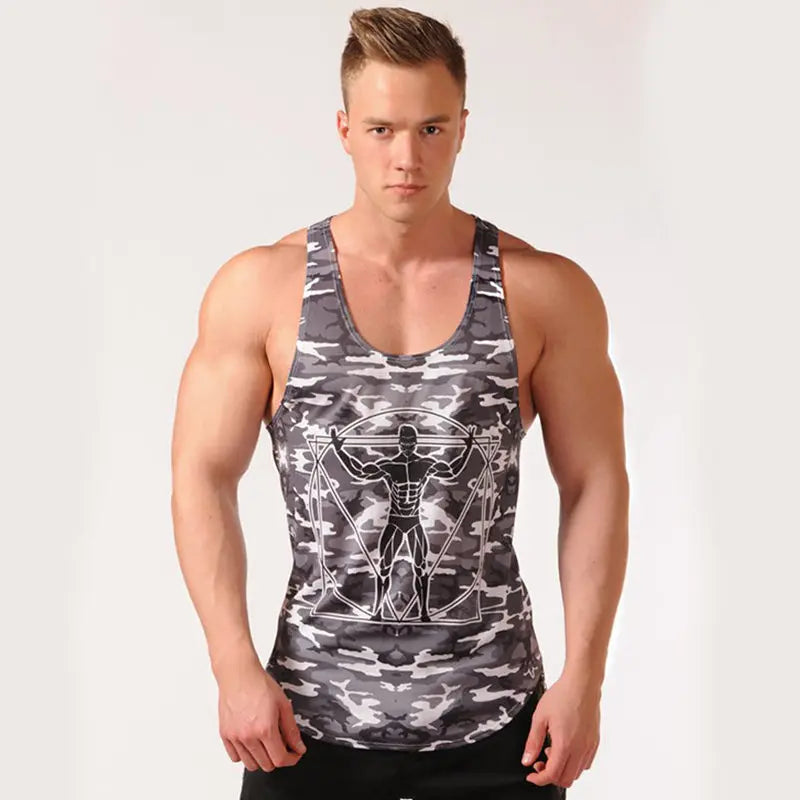 Men Bodybuilding Tank Tops Camouflage Sleeveless Shirt Gym