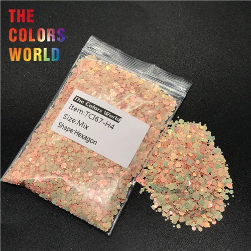 TCT-237 Hexagon Shape Mix Size Nails Glitter Nail