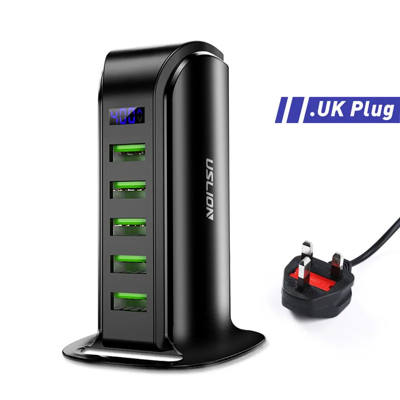 USLION 5 Ports USB Charger HUB LED Display