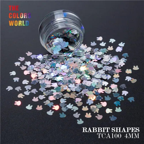 TCT-163 Holographic Color Rabbit Shape 4MM Glitter bunny