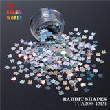 TCT-163 Holographic Color Rabbit Shape 4MM Glitter bunny