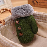 Lovely Winter Children' s Knitting Button Mittens Double
