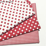 100 Cotton Twill Textile BLACK RED GRAY Polka