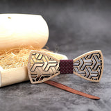 MAHOOSIVE Pocket Square Handkerchiefs Wood Bowtie Cufflinks Set