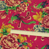 cottonlinen printed fabric chinese traditional Phoenix Peony flower