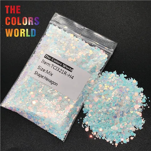 TCT-237 Hexagon Shape Mix Size Nails Glitter Nail