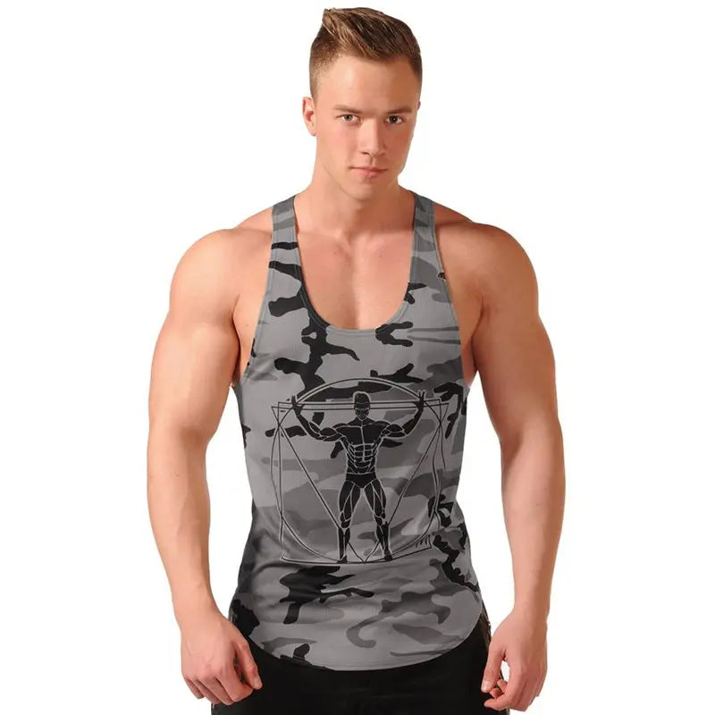 Men Bodybuilding Tank Tops Camouflage Sleeveless Shirt Gym