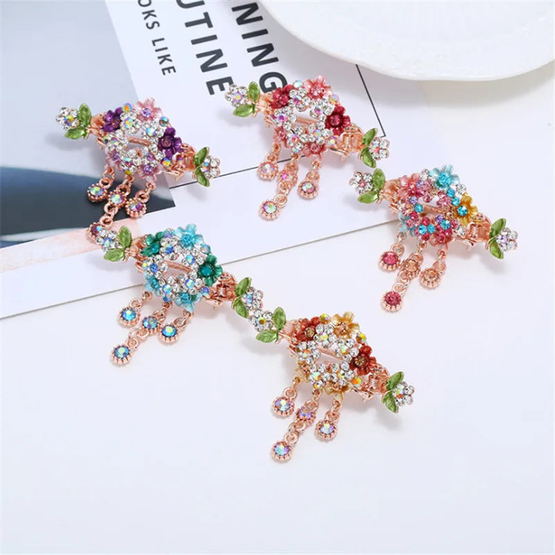 High Quality Colorful Enamel Flower Hair Claws Wedding