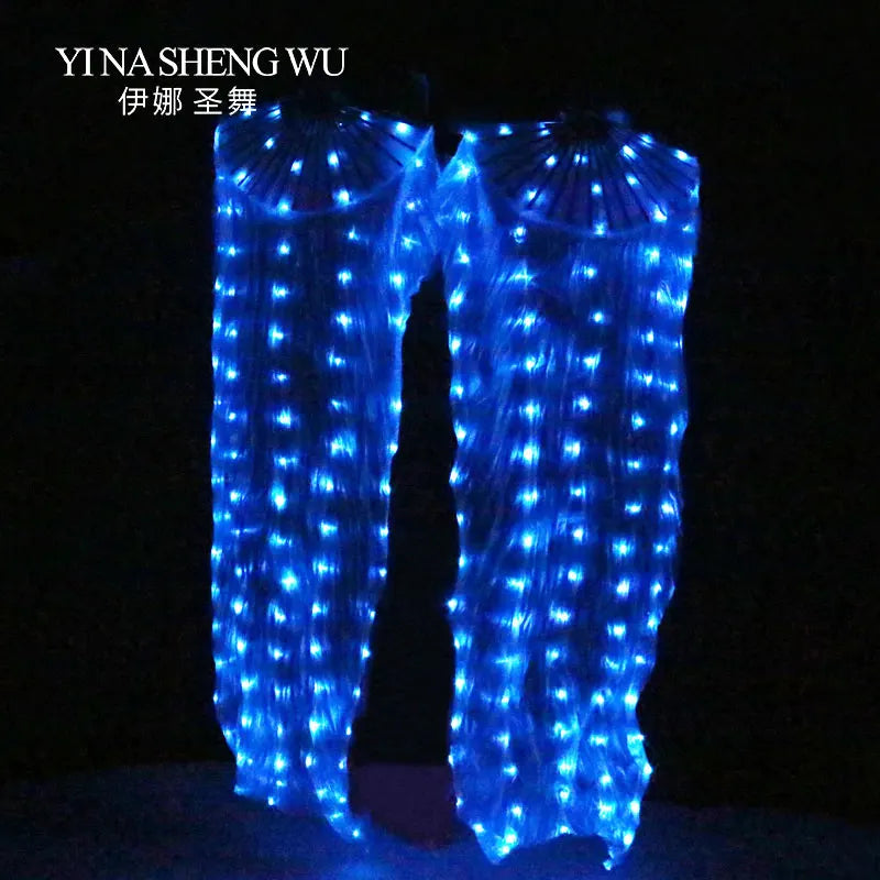 Silk LED Rainbow Dance Fans Women Belly