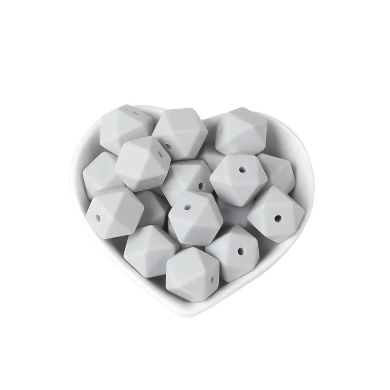 Joepada 100Pcs 14mm Hexagon Silicone Beads Food grade