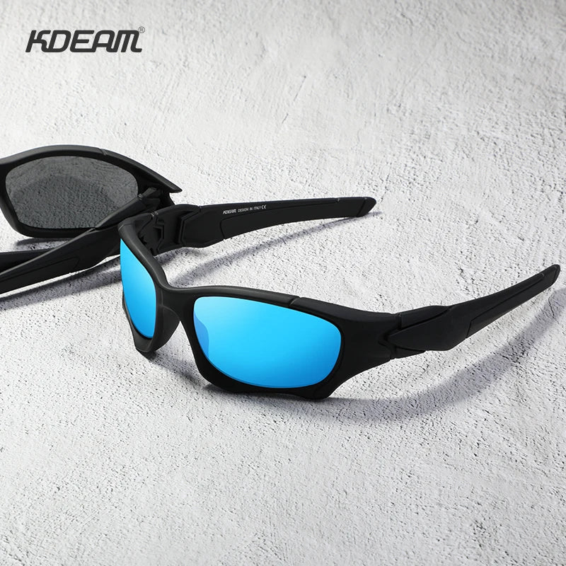 KDEAM Outdoor Sports Polarized Sunglasses Men Curve Cutting