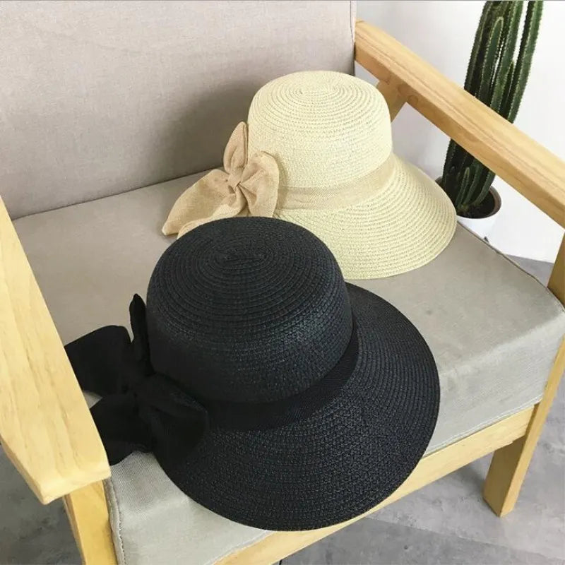 2018 Women's Sun Hat Big Bow Wide Brim