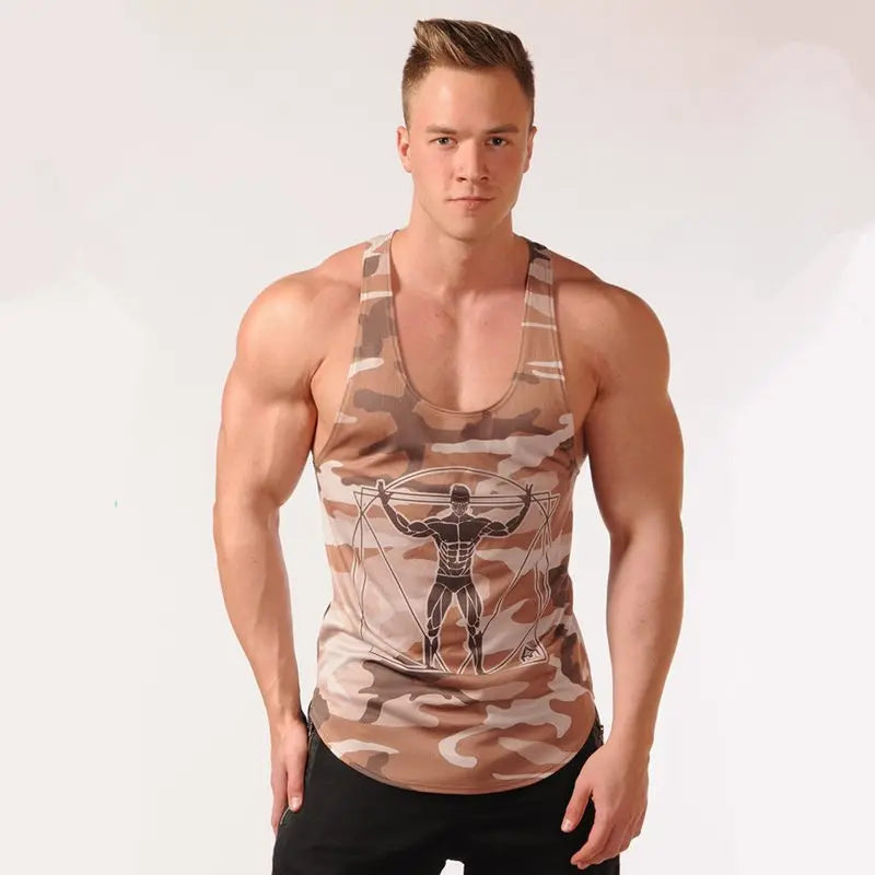 Men Bodybuilding Tank Tops Camouflage Sleeveless Shirt Gym