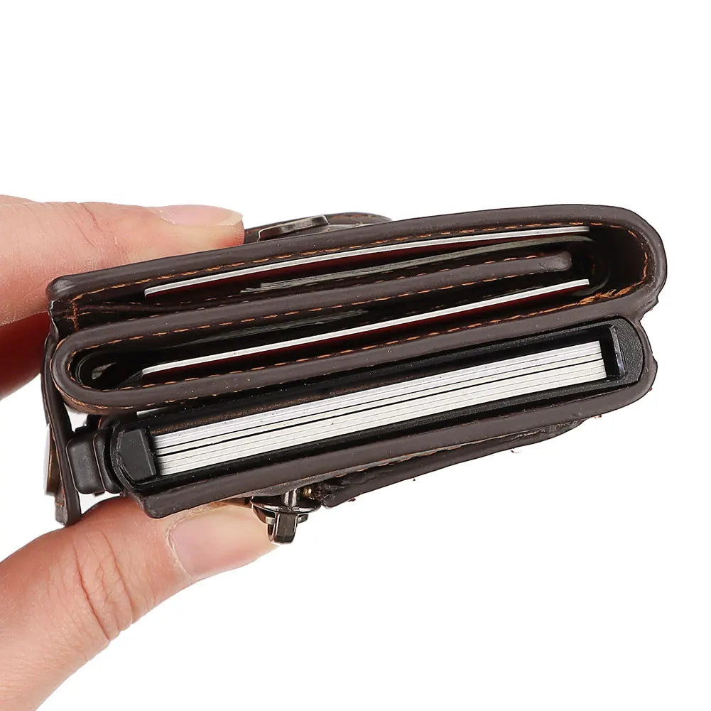 HUMERPAUL Wallet for Apple Airtage RFID Blocking Card Holder Business Aluminum Pop Up Slide Cardholder Case with Zip Coin Purse