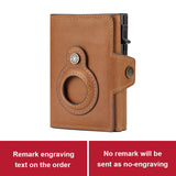 HUMERPAUL Wallet for Apple Airtage RFID Blocking Card Holder Business Aluminum Pop Up Slide Cardholder Case with Zip Coin Purse