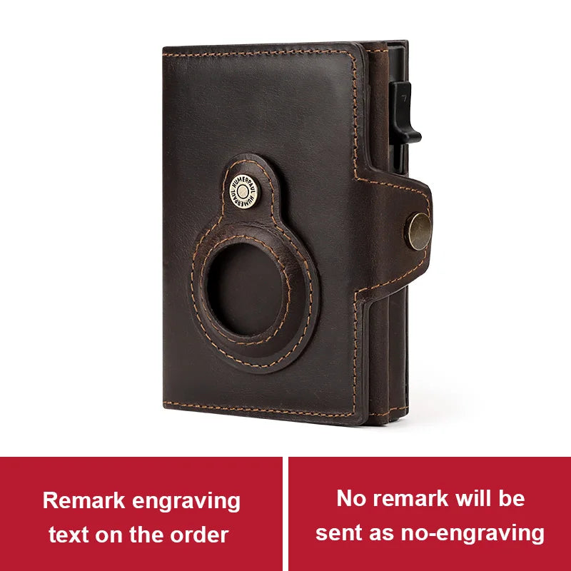 HUMERPAUL Wallet for Apple Airtage RFID Blocking Card Holder Business Aluminum Pop Up Slide Cardholder Case with Zip Coin Purse