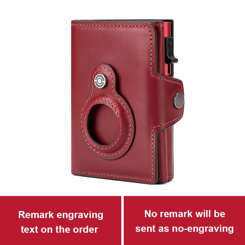 HUMERPAUL Wallet for Apple Airtage RFID Blocking Card Holder Business Aluminum Pop Up Slide Cardholder Case with Zip Coin Purse