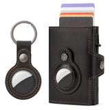 HUMERPAUL Wallet for Apple Airtage RFID Blocking Card Holder Business Aluminum Pop Up Slide Cardholder Case with Zip Coin Purse