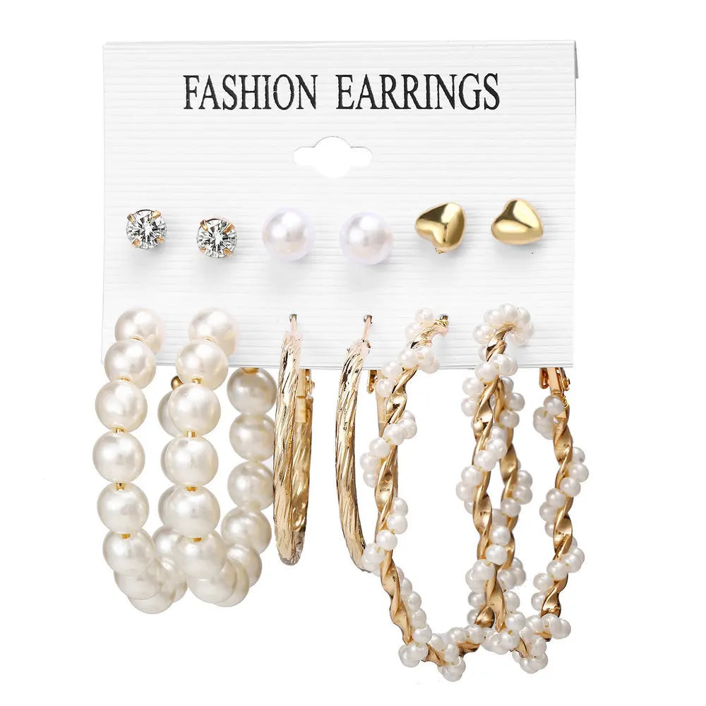 LATS Women's Earrings Set Tassel Pearl Earrings for