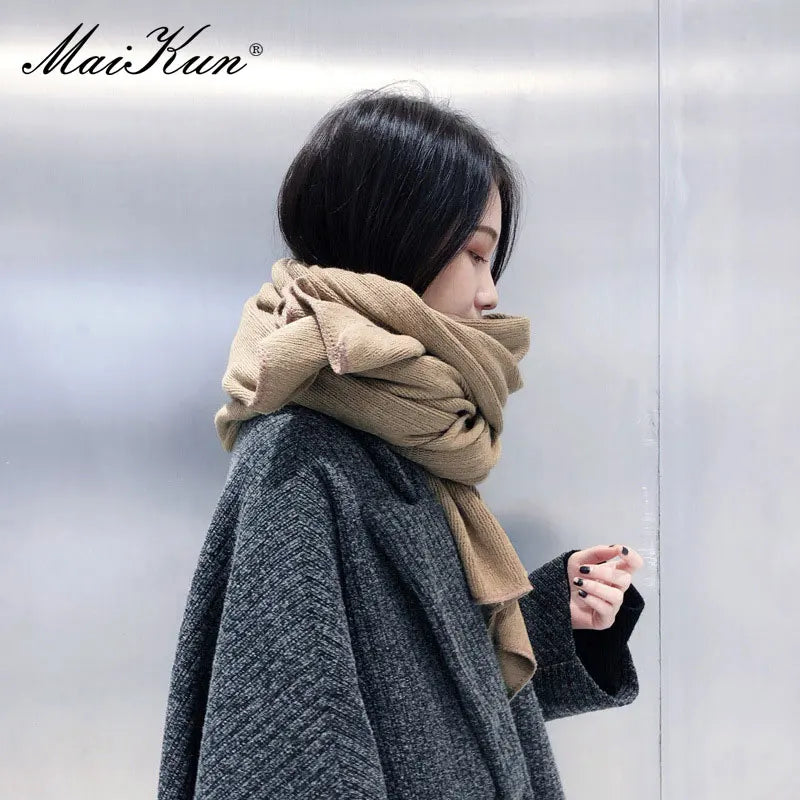 Maikun Thick Warm Scarf For Women Pure Color