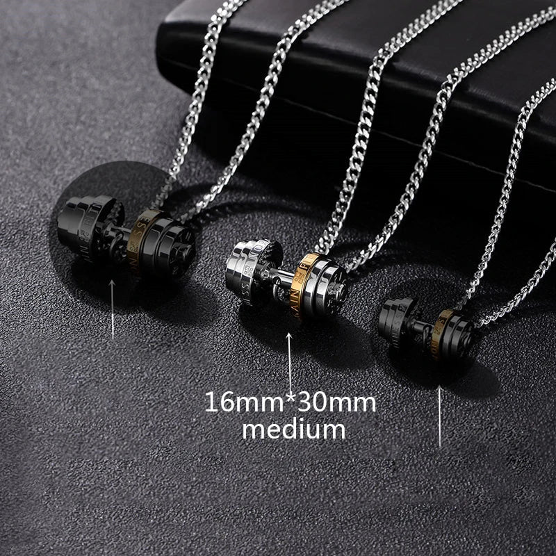 dumbbel necklace male Couple necklace pendant stainless steel