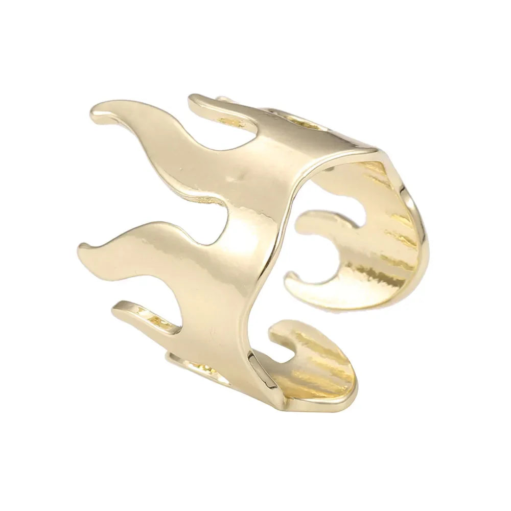 Creative Silver Color Flame Opening Adjustable Womens Ring