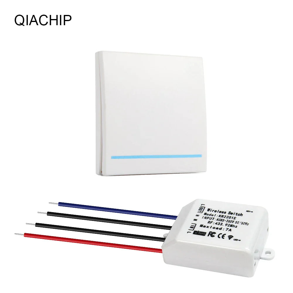 QIACHIP 433.92MHz AC 220V 1 CH Wall Panel