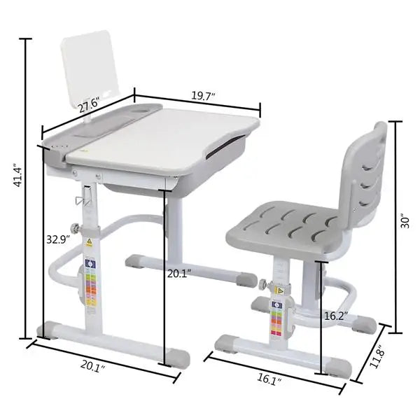 70/80 CM Kids Desk and Chair Set Height