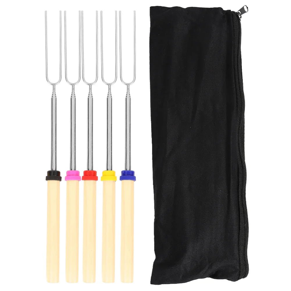 5PCS BBQ Fork Barbecue Cookware Outdoor Roasting Sticks