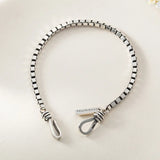 ANENJERY Silver Color Double Hook Box Chain Bracelet