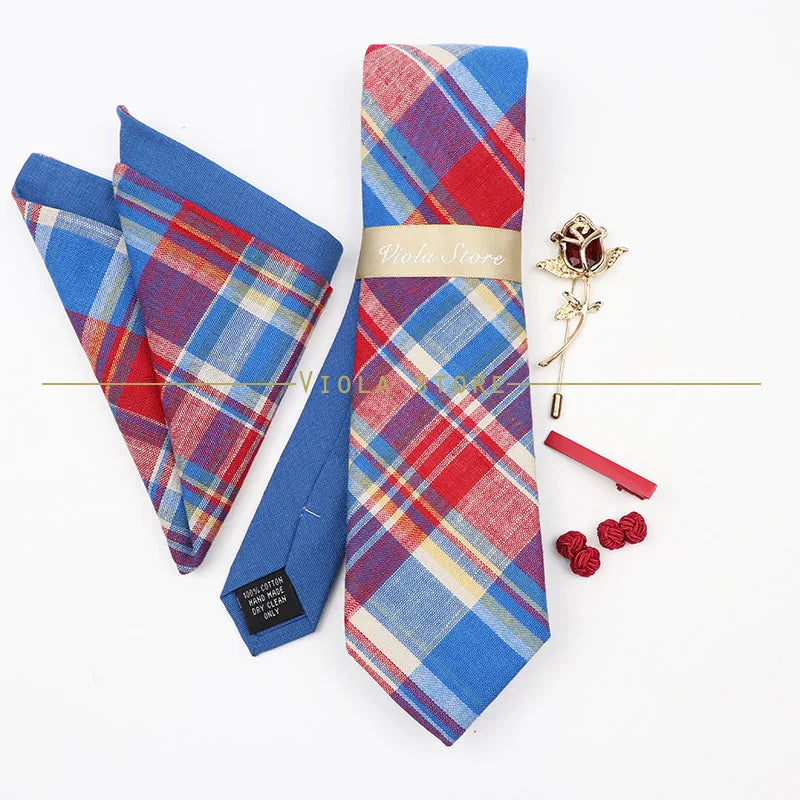 5 PCS Luxury Cotton Patchwork 7cm Tie Set