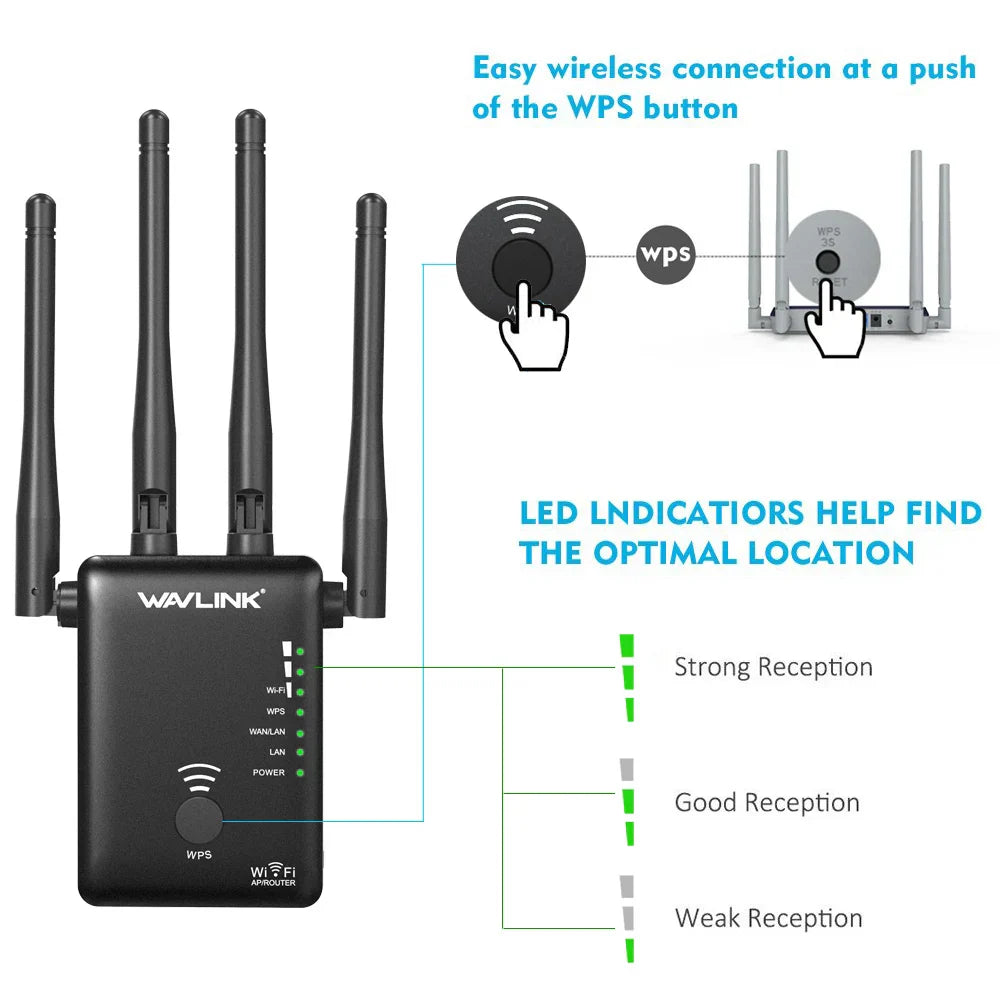 AC1200 WiFi Range Extender Wireless WiFi Repeater Router