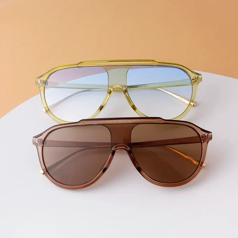 New Trendy Gradient Green Oversized Square Sunglasses Women