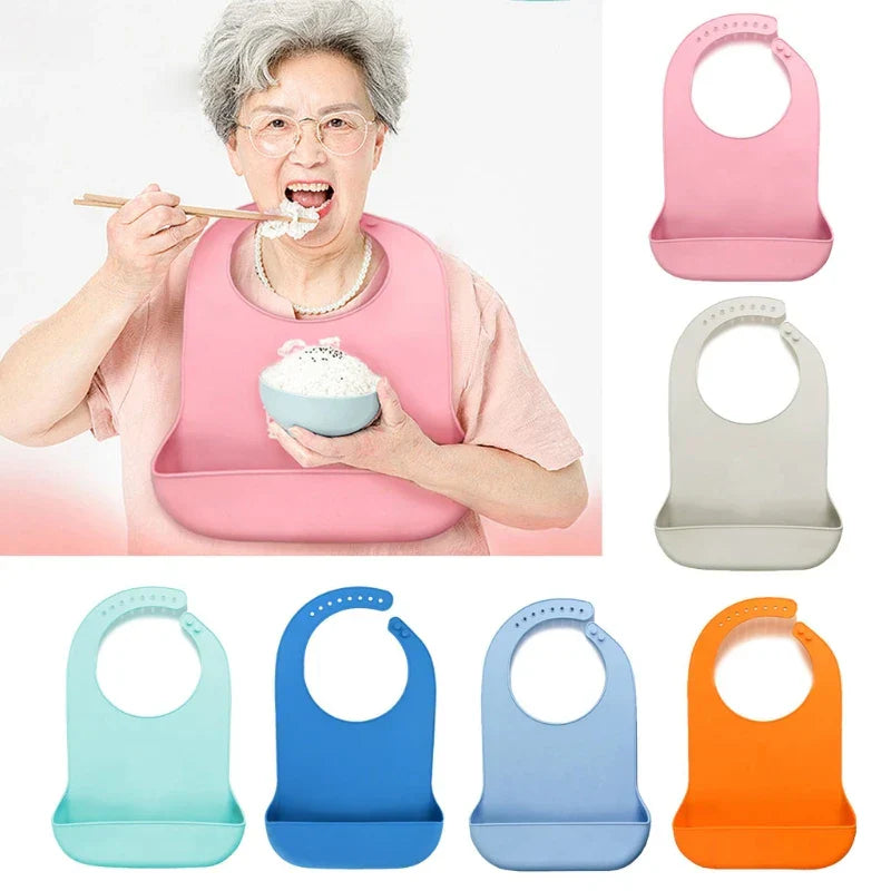 1 Pc Waterproof Adult Mealtime Anti-oil Silicone Bib