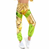 Women Shiny Metallic Joggers Pants Hip Hop Trouser