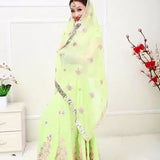 India Saree Dupattas Big Scarf Mesh Georgie Embroidery