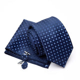 Mens Jacquard Tie Cravat Cufflinks Set Luxury Necktie