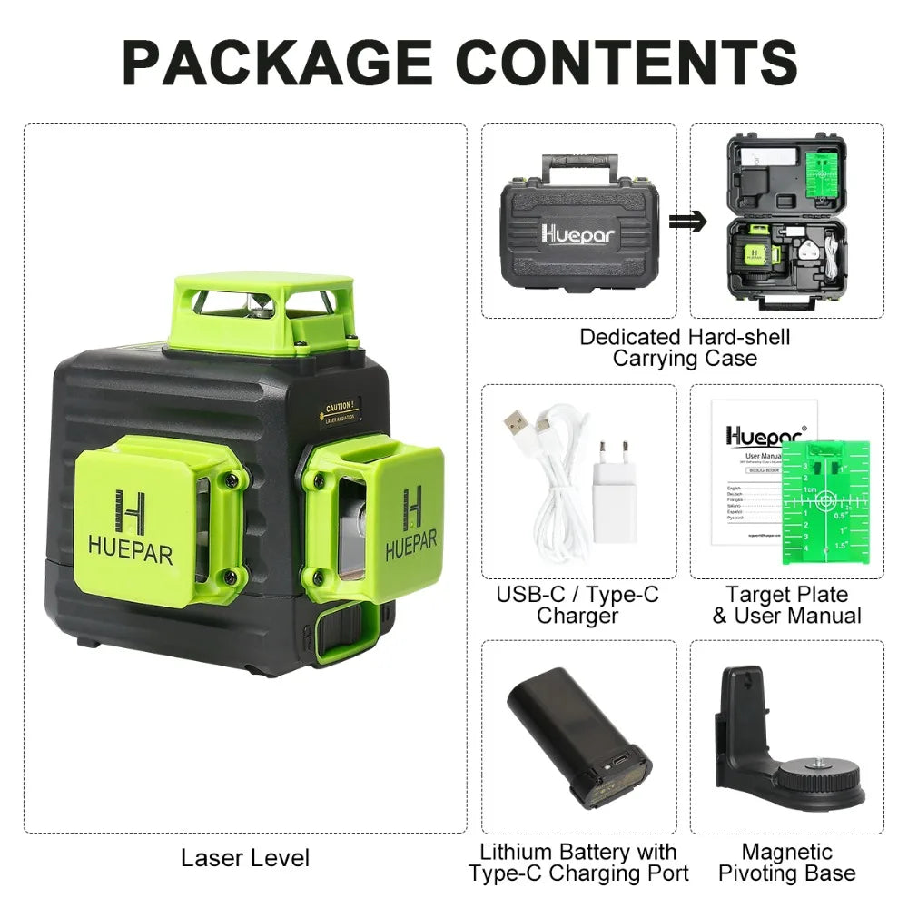 Huepar 3D Cross Line Self-leveling Laser Level 12