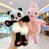 2pcs Plush Animal Scrunchie Set Elastic Hair tie