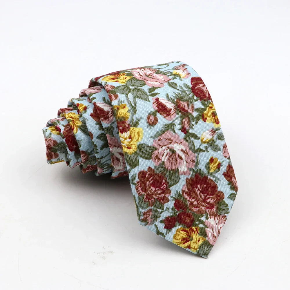 New Floral Tie For Men Skinny Casual Cotton