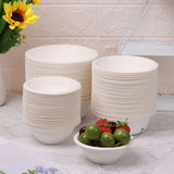 50PCS/Pack 220/350/500ml Disposable Dinnerware ECO-Friendly White Paper Bowl